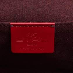 Pre Owned Etro Red  Paisley Print Coated Canvas and Leather Vanity Top Handle Bag