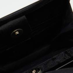 Pre Owned Etro Black Paisley Print Nylon Frame Clutch Bag