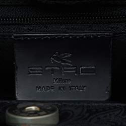 Pre Owned Etro Black Paisley Print Nylon Frame Clutch Bag