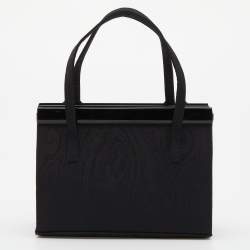 Pre Owned Etro Black Paisley Print Nylon Frame Clutch Bag