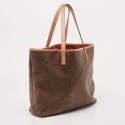 Pre Owned Etro Tan/Brown Paisley Printed Coated Canvas Shopper Tote