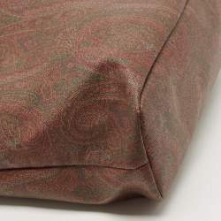 Pre Owned Etro Tan/Brown Paisley Printed Coated Canvas Shopper Tote