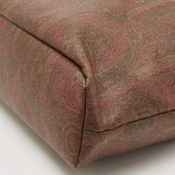 Pre Owned Etro Tan/Brown Paisley Printed Coated Canvas Shopper Tote