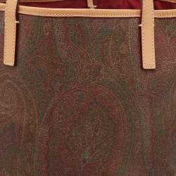 Pre Owned Etro Tan/Brown Paisley Printed Coated Canvas Shopper Tote