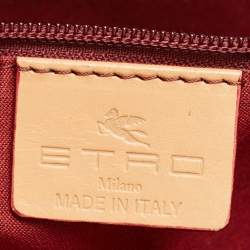 Pre Owned Etro Tan/Brown Paisley Printed Coated Canvas Shopper Tote