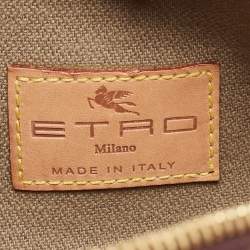 Pre Owned Etro Multicolor Paisley Print Coated Canvas and Leather Barrel Bag
