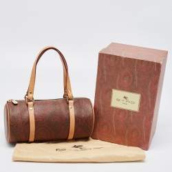 Pre Owned Etro Multicolor Paisley Print Coated Canvas and Leather Barrel Bag