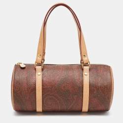 Pre Owned Etro Multicolor Paisley Print Coated Canvas and Leather Barrel Bag