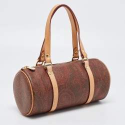 Pre Owned Etro Multicolor Paisley Print Coated Canvas and Leather Barrel Bag