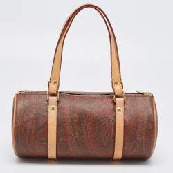Pre Owned Etro Multicolor Paisley Print Coated Canvas and Leather Barrel Bag