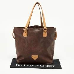 Pre Owned Etro Brown/Tan Paisley Coated Canvas and Leather Tote