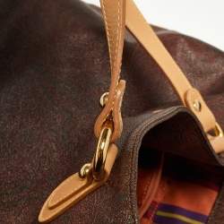 Pre Owned Etro Brown/Tan Paisley Coated Canvas and Leather Tote