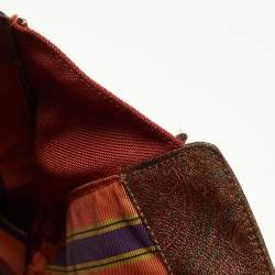 Pre Owned Etro Brown/Tan Paisley Coated Canvas and Leather Tote