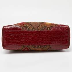 Etro Multicolor Printed Canvas and Croc Embossed Leather Shoulder Bag