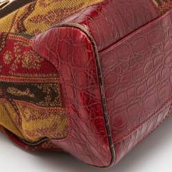 Etro Multicolor Printed Canvas and Croc Embossed Leather Shoulder Bag