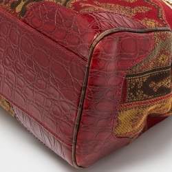 Etro Multicolor Printed Canvas and Croc Embossed Leather Shoulder Bag