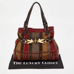 Etro Multicolor Printed Canvas and Croc Embossed Leather Shoulder Bag