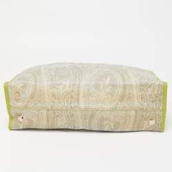 Pre Owned Etro Grey/Green Paisley Coated Canvas and Python Embossed Leather Detail Bag