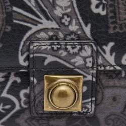 Etro Black/Grey Paisley Print Leather Crown Me Compact Wallet