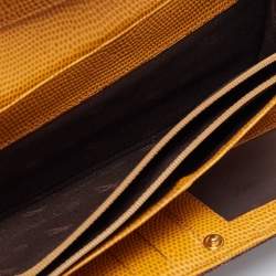 Pre Owned Etro Brown/Mustard Paisley Print Coated Canvas and Leather Flap Continental Wallet