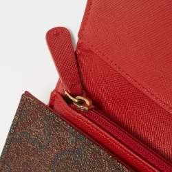 Etro Brown Paisley Print Coated Canvas Trifold Continental Wallet