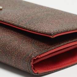 Etro Brown Paisley Print Coated Canvas Trifold Continental Wallet