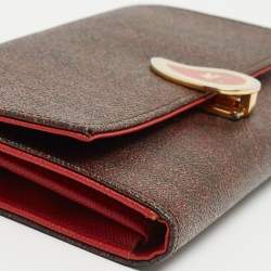 Etro Brown Paisley Print Coated Canvas Trifold Continental Wallet