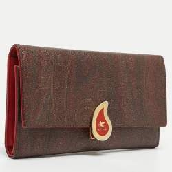 Etro Brown Paisley Print Coated Canvas Trifold Continental Wallet