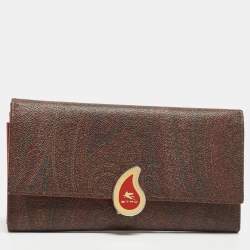 Etro Brown Paisley Print Coated Canvas Trifold Continental Wallet