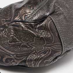 Pre Owned Etro Metallic Paisley Embossed Leather Drawstring Hobo