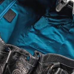 Pre Owned Etro Metallic Paisley Embossed Leather Drawstring Hobo