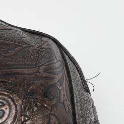 Pre Owned Etro Metallic Paisley Embossed Leather Drawstring Hobo