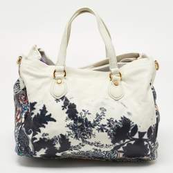 Pre Owned Etro White Printed Leather Tote