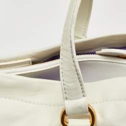Pre Owned Etro White Printed Leather Tote