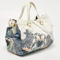 Pre Owned Etro White Printed Leather Tote