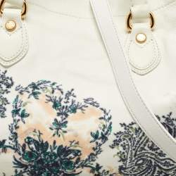 Pre Owned Etro White Printed Leather Tote