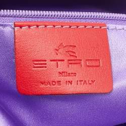 Pre Owned Etro White Printed Leather Tote