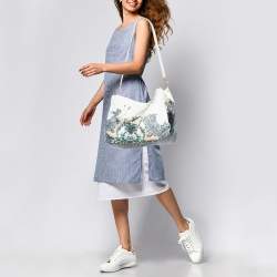 Pre Owned Etro White Printed Leather Tote