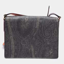 Pre Owned Etro Multicolor Paisley Coated Canvas and Leather Flap Crossbody Bag
