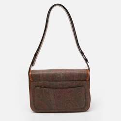 Pre Owned Etro Multicolor Paisley Coated Canvas and Leather Flap Crossbody Bag