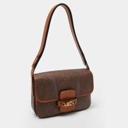 Pre Owned Etro Multicolor Paisley Coated Canvas and Leather Flap Crossbody Bag
