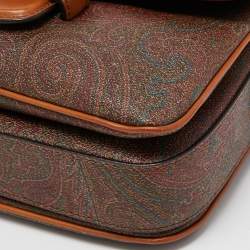 Pre Owned Etro Multicolor Paisley Coated Canvas and Leather Flap Crossbody Bag