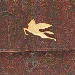 Etro Brown Paisley Print Coated Canvas Trifold Continental Wallet