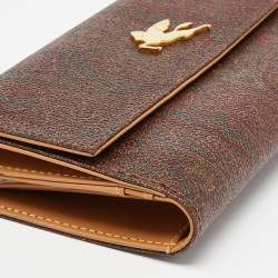 Etro Brown Paisley Print Coated Canvas Trifold Continental Wallet