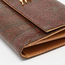 Etro Brown Paisley Print Coated Canvas Trifold Continental Wallet