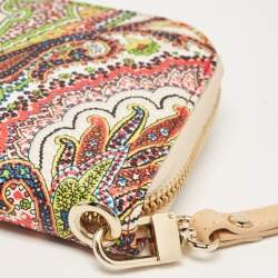 Pre Owned Etro Multicolor Paisley Print Leather Wristlet Continental Wallet