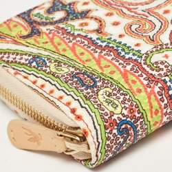Pre Owned Etro Multicolor Paisley Print Leather Wristlet Continental Wallet