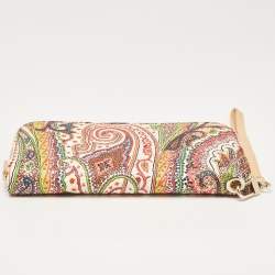 Pre Owned Etro Multicolor Paisley Print Leather Wristlet Continental Wallet