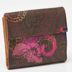 Etro Multicolor Paisley Printed Coated Canvas Compact Wallet