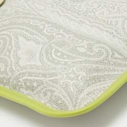 Pre Owned Etro Green Paisley Print Coated Canvas, Python Embossed and Leather Slim Crossbody Bag